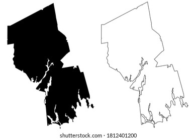 Bristol County, Commonwealth of Massachusetts (U.S. county, United States of America, USA, U.S., US) map vector illustration, scribble sketch Bristol map