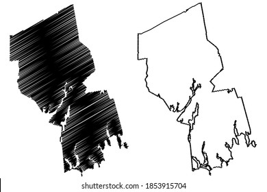 Bristol County, Commonwealth of Massachusetts (U.S. county, United States of America, USA, U.S., US) map vector illustration, scribble sketch Bristol map