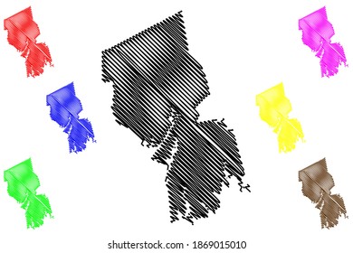 Bristol County, Commonwealth of Massachusetts (U.S. county, United States of America, USA, U.S., US) map vector illustration, scribble sketch Bristol map