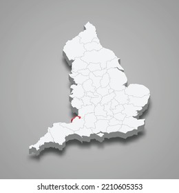 Bristol County Location Within England 3d Isometric Map