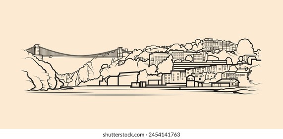 Bristol, Inglaterra ilustrado como un gráfico de línea de Vector