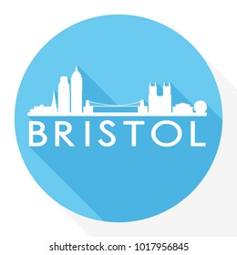 Bristol England United Kingdom Flat Icon Skyline Silhouette Design City Vector Art.