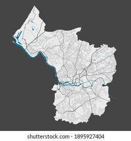 Bristol map. Detailed map of Bristol city administrative area. Cityscape panorama. Royalty free vector illustration. Outline map with highways, streets, rivers. Tourist decorative street map.