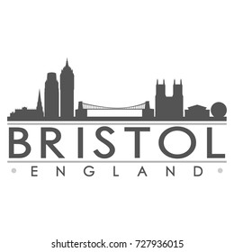 Bristol Skyline Silhouette Design City Vector Art