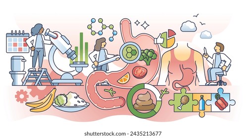 Tabla de heces de Bristol y diagnósticos de salud a partir del concepto de contorno de muestra de heces. Chequeo médico gastrointestinal y dieta especial receta ilustración vectorial. Etapas de la forma del excremento para el diagnóstico.