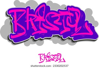 Bristol UK Graffiti Tagging Style Hand Lettering Vector