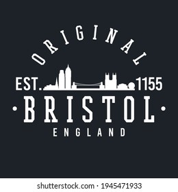 Bristol, UK Skyline Original. A Logotype Sports College and University Style. Illustration Design vector.