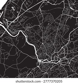 Bristol UK Vector Map, Detailed City Street Map Black and White Minimalist Line Art