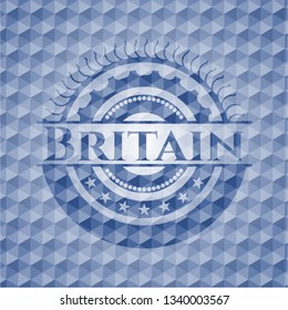 Britain blue emblem with geometric background.