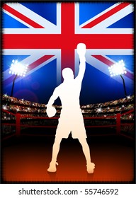 Britain Boxing Event with Stadium Background and Flag Original Illustration