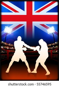 Britain Boxing Event with Stadium Background and Flag Original Illustration