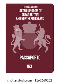 Britain citizenship biometric passport. Travel or Immigration to united kingdom of great britain and northern ireland. Concept of world power passports from developed countries, change nationality.