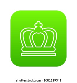 Britain crown icon green vector isolated on white background