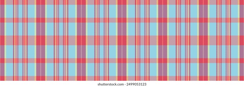 Britain fabric seamless tartan, rose background plaid texture. Stitch textile vector pattern check in red and cyan colors palette.