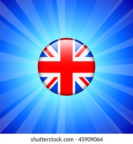 Britain Flag Icon on Internet Button Original Vector Illustration