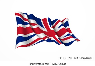 Britain flag state symbol isolated on background national banner. Greeting card National Independence Day United Kingdom of Great Britain and Northern Ireland. banner with realistic state flag of UK.