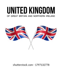 Britain flag state symbol isolated on background national banner. Greeting card National Independence Day United Kingdom of Great Britain and Northern Ireland. banner with realistic state flag of UK.
