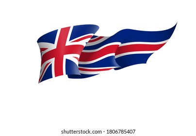 Britain flag state symbol isolated on background national banner. Greeting card National Independence Day United Kingdom of Great Britain and Northern Ireland. banner with realistic state flag of UK.