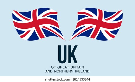 Britain flag state symbol isolated on background national banner. Greeting card National Independence Day United Kingdom of Great Britain and Northern Ireland. banner with realistic state flag of UK.