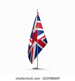 Símbolo del estado de la bandera de Gran Bretaña aislado en un estandarte nacional de fondo. Tarjeta de saludo Día Nacional de la Independencia Reino Unido de Gran Bretaña e Irlanda del Norte. pancarta con una bandera de estado realista del Reino Unido.