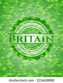 Britain green emblem with triangle mosaic background
