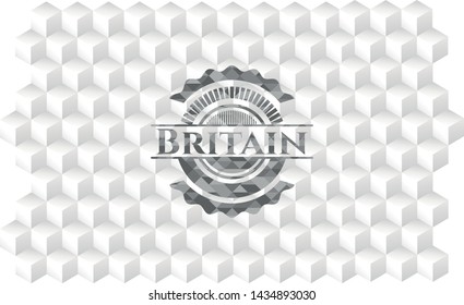 Britain grey emblem. Retro with geometric cube white background