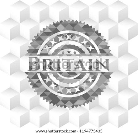 Britain grey emblem. Retro with geometric cube white background