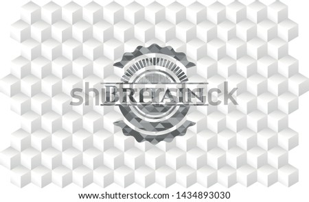 Britain grey emblem. Retro with geometric cube white background