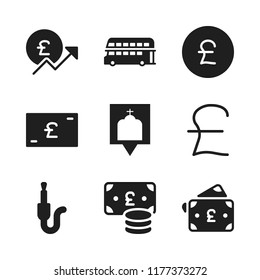 britain icon. 9 britain vector icons set. pound, double decker bus and jack icons for web and design about britain theme