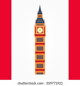 Britain, london, Big Ben flat vector icon isolated