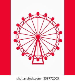 Britain, London Eye Isolated, Ferris Wheel Flat Vector Icon Isolated. Leisure And Fun Park On White