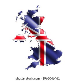 Britain map. Stylized country flag. State territory. 3D. Vector illustration. 