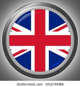 Britain National Flag in Circle Metall Frame Template with light and shadow effect - Vector Illustration