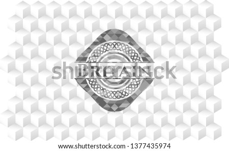 Britain realistic grey emblem with cube white background