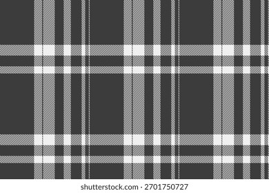 Gran Bretaña Vector a cuadros sin costuras, textura de fondo textil edredón. Patrón de plataforma de tela a cuadros tartán en paleta de colores gris y blanco.