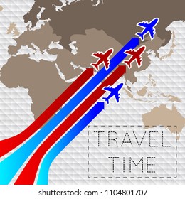 Brite travel vector map with planes