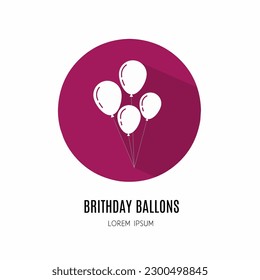 Brithday ballon logo. Illustration of brithday ballon in flat. Stock vector.