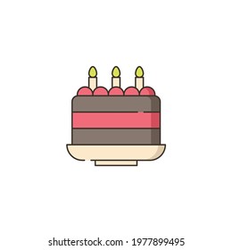 Brithday Cake Flat Icon Isolated On White Background