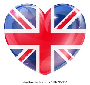 Britian flag love heart concept with the British flag in a heart shape  svg
