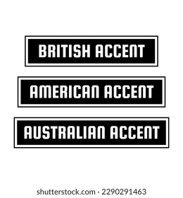 British American Australian Accent Language Label Icon Design Vector