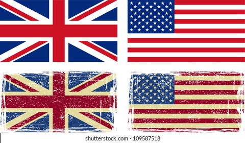 British and American flags. Vector illustration