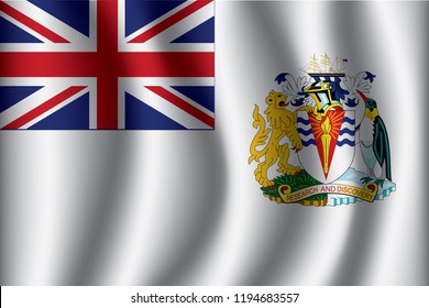 British Antarctic Territory flag background with cloth texture. British Antarctic Territory Flag vector illustration eps10.