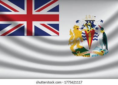 British Antarctic Territory flag background with cloth texture. British Antarctic Territory Flag vector illustration eps10.