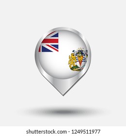 British Antarctic Territory flag map pointer with shadow. Vector illustration