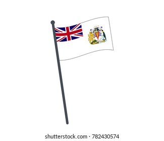 British Antarctic Territory flag. The national flag of British Antarctic Territory on a pole. The waving flag. The sign and symbol of the country. Realistic vector on white.