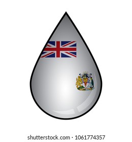 The British Antarctic Territory flag painted on 3D water drop