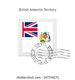 British Antarctic Territory Flag Postage Stamp on white background. Vector illustration.
