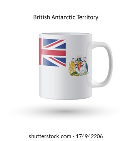 British Antarctic Territory flag souvenir mug isolated on white background. Vector illustration.