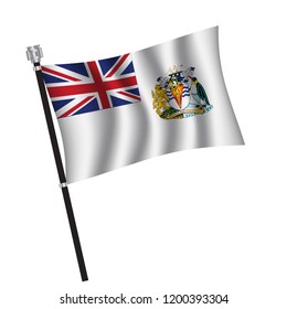 British Antarctic Territory flag , flag of British Antarctic Territory waving on flag pole, vector illustration EPS 10.