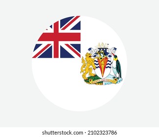 British Antarctic Territory Round Flag. BAT, United Kingdom UK Circle Flag. British Overseas Territory Circular Shape Button Banner. EPS Vector Illustration.